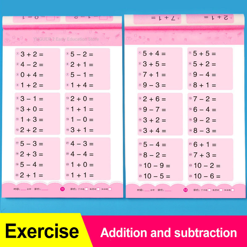 64 páginas/livro adição e subtração infantil aprendizagem matemática livro de exercícios aritméticos manuscritos cadernos