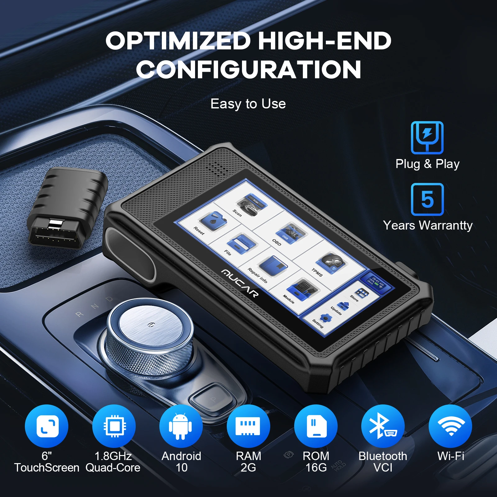 THINKCAR MUCAR VO6 Professionelle Autodiagnosetools, vollständige Systemdiagnose, 28 Resets, lebensfreier Obd2-Scanner, automatischer VIN-Codeleser