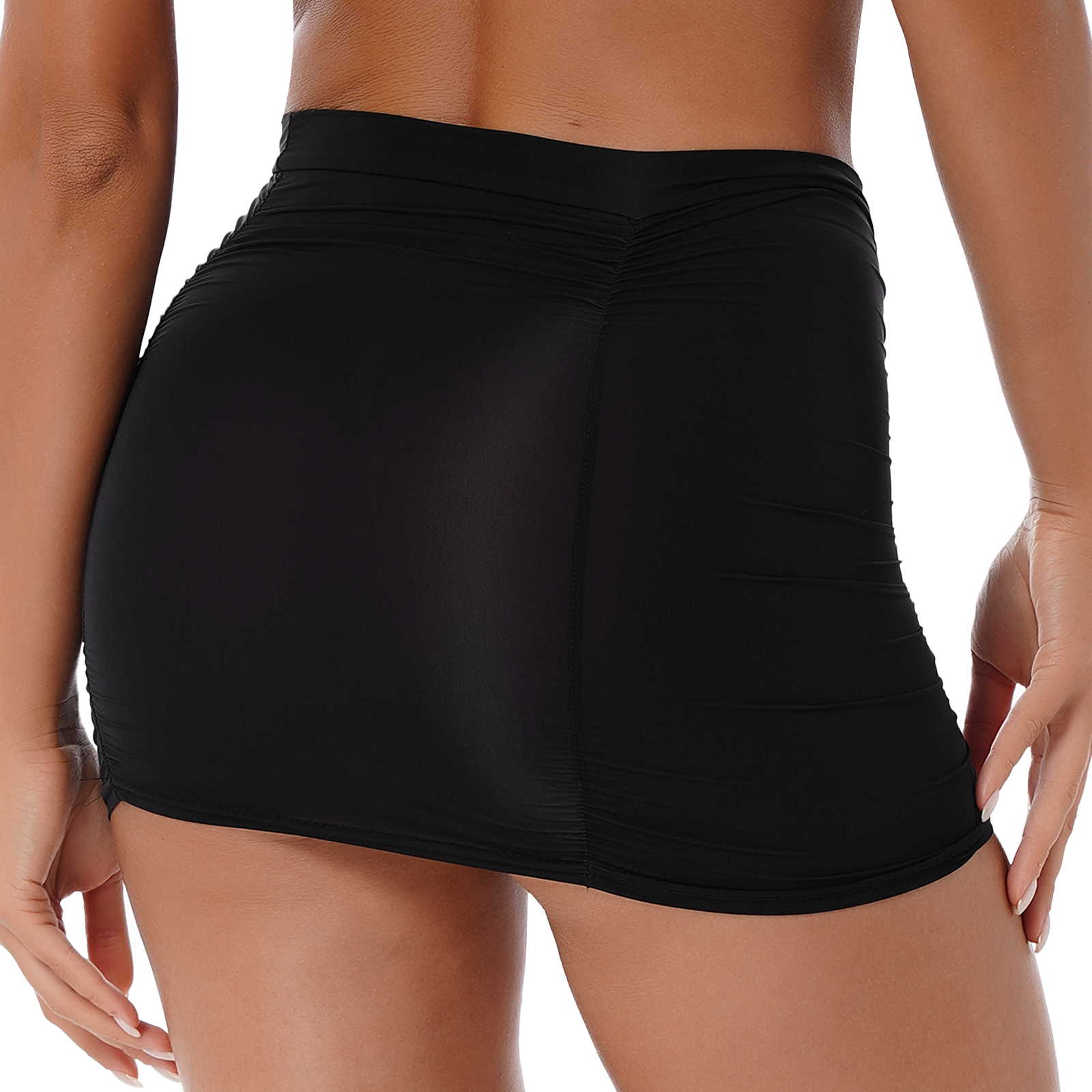 Faldas cortas ajustadas de tubo para mujer, minfaldas ajustadas de cintura media, elásticas, fruncidas, ceñidas, sexys, para fiesta y club nocturno