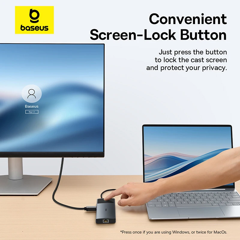 Baseus USB C HUB Dual HDMI 8K 4K Адаптер 10-в-1 USB 3.2 Разветвитель 10 Гбит/с с RJ45 SD TF Type C PD 100 Вт для MacBook Pro Air HUB