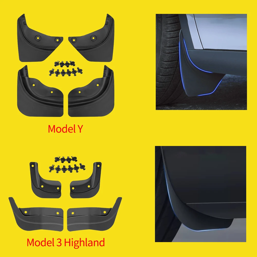 Flaps de lama macios para tesla modelo 3 y juniper lançamento 2025 acessórios mudflaps respingo guardas dianteiro traseiro fender protetor