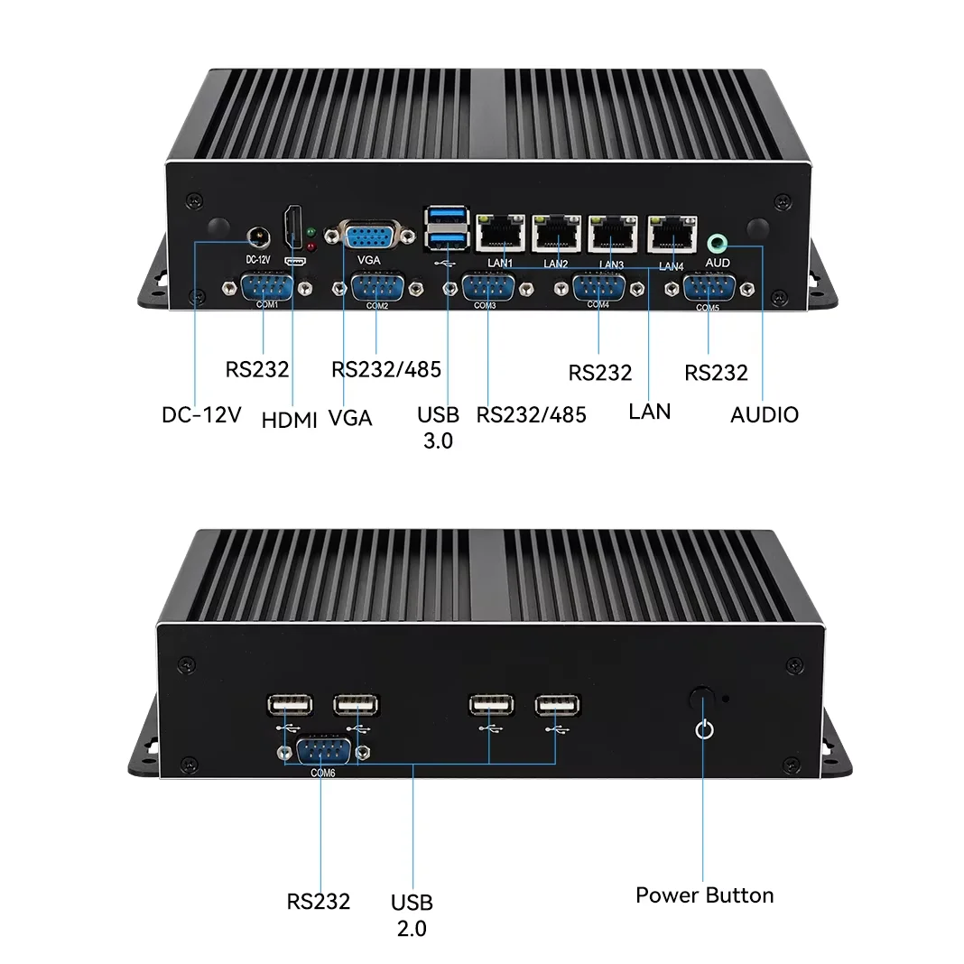 Промышленный ПК XCY X26A 6xDB9 RS232 RS485 4xEthernet Intel Core i7-4600U i5-4300U i3-5005U 6xUSB HDMI VGA LVDS WiFi 4G SIM