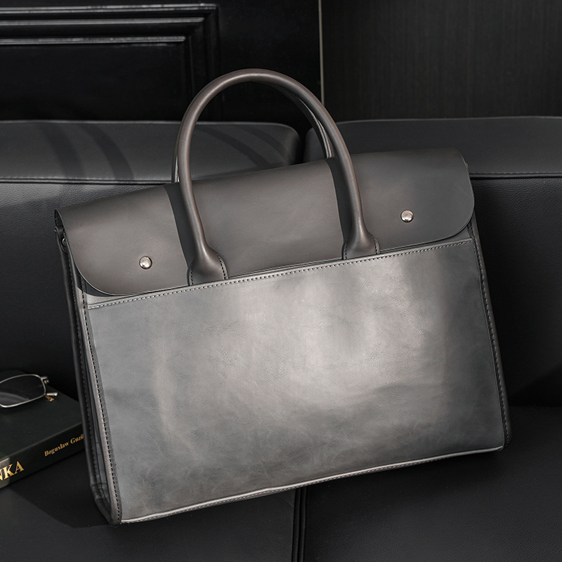 Maleta vintage Crazy Horse para homens, bolsa de couro genuíno, bolsa de luxo, bolsa de ombro para computador, bolsa para laptop, viagem 14"