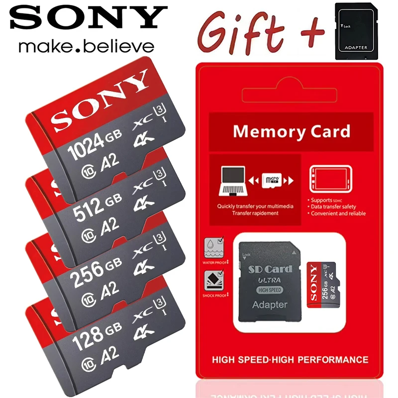 Original Sony Micro SD Card C10 64GB 128GB 256GB 512GB 1TB Up To 150MB/s Microsd Memory Card 1TB A1 Flash TF Card for Phone