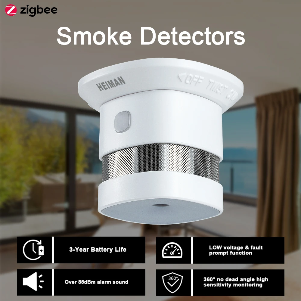 HEIMAN Zigbee Tuya Fire alarm Smoke detector Smart Home system 2.4GHz High sensitivity Safety prevention Sensor Free Shipping