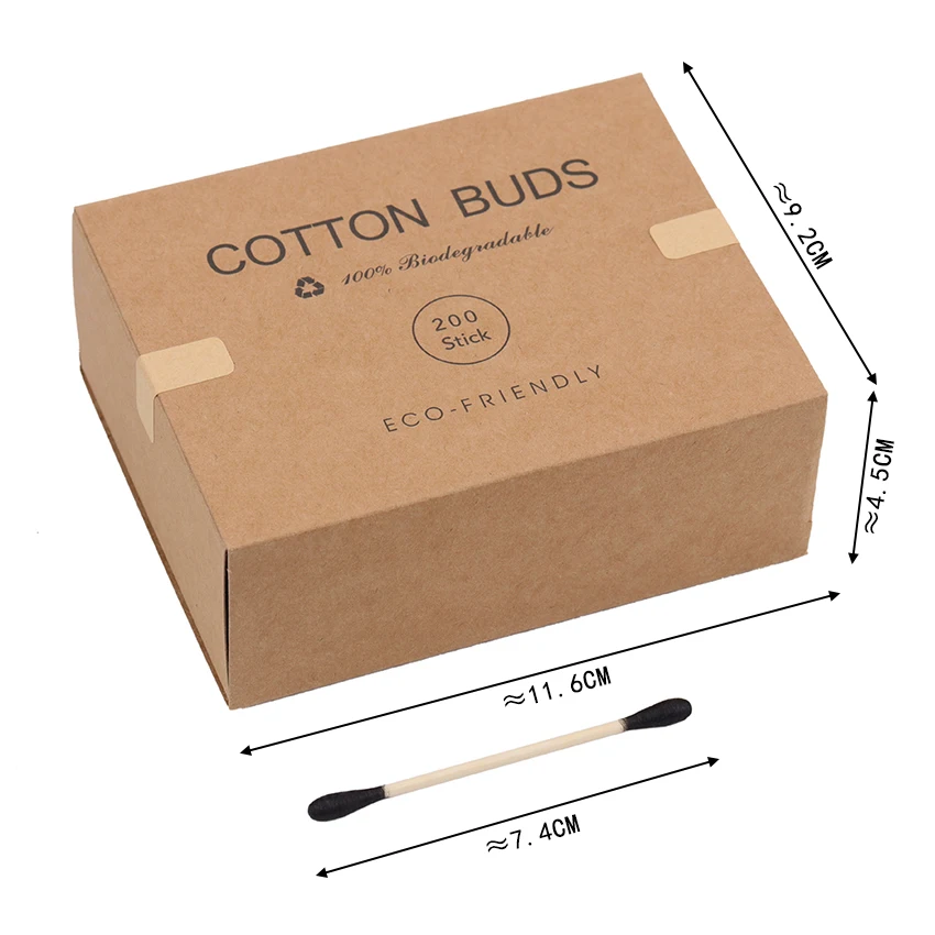 200 unids/caja hisopo de algodón de doble cabeza maquillaje de mujer palos de bambú de algodón limpieza de orejas herramienta de limpieza de cuidado de la salud