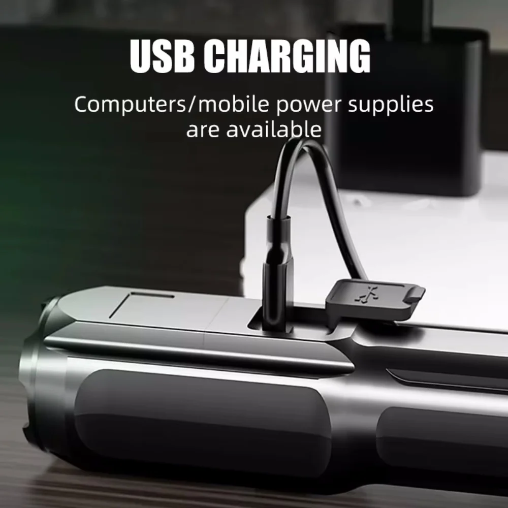Linterna Led de alta potencia para acampar, reflector de pesca, linterna recargable por Usb, linterna táctica impermeable para caza al aire libre