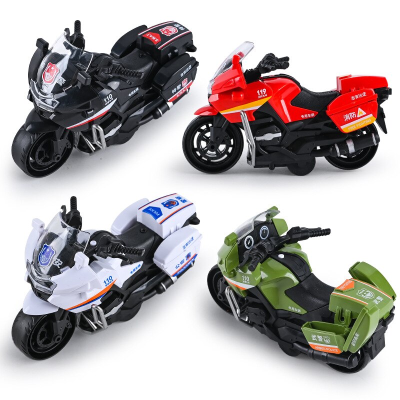 1pc crianças inércia motocicleta swat fogo meninos estilo aleatório brinquedo carro inercial cidade serviço motocicleta