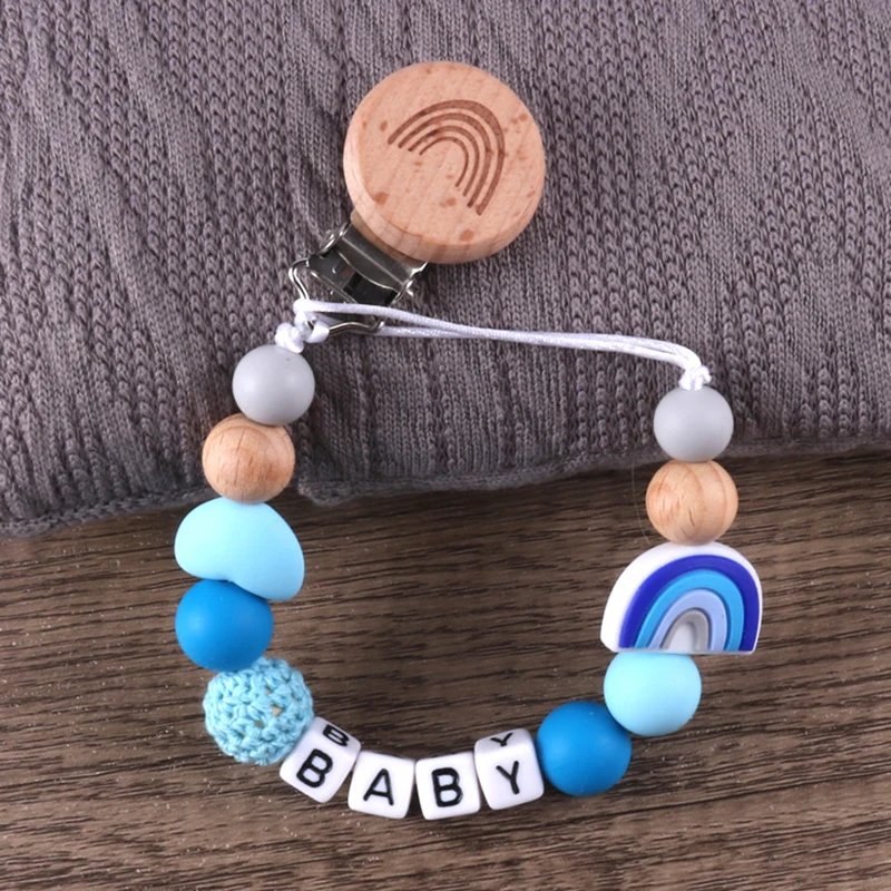 Tùy Chỉnh Tên Thủ Công Cá Nhân Hóa Giả Kẹp Núm Vú Giả Kẹp Giá Đỡ Silicone Cho Bé Rainbow Núm Vú Giả Giá Đỡ Dây Chuyền Bé Miếng Dán Tặng