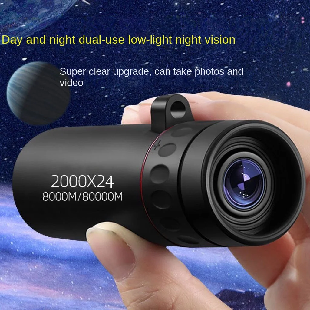 Telescópio Monocular HD, 2000x24, Mini telescópio portátil com camping e caça ao ar livre, Birdwatching