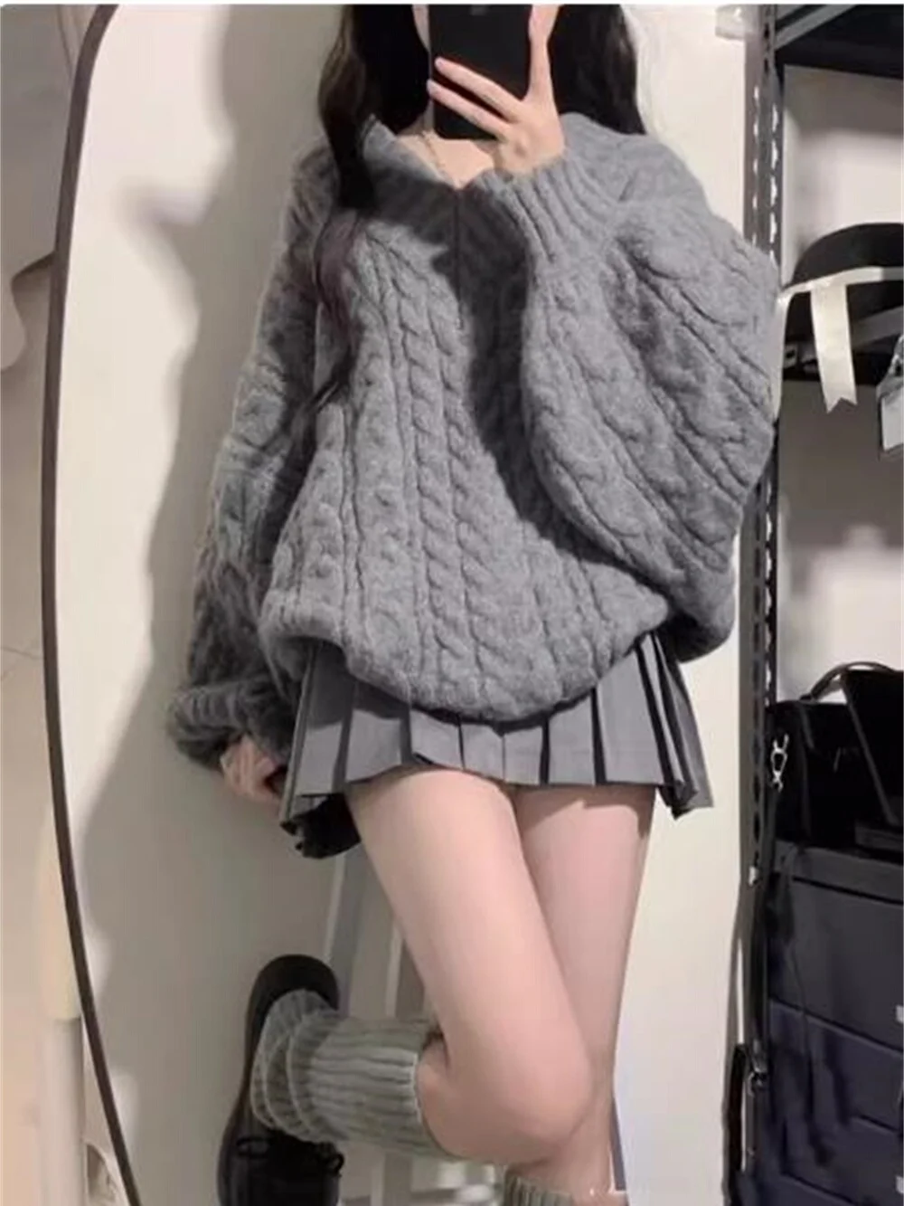 秋冬服甘いスパイシーな怠惰なスタイルのセータースカート 2 点セット全体セットストリートスタイル小さいサイズハイファッションセンセーション