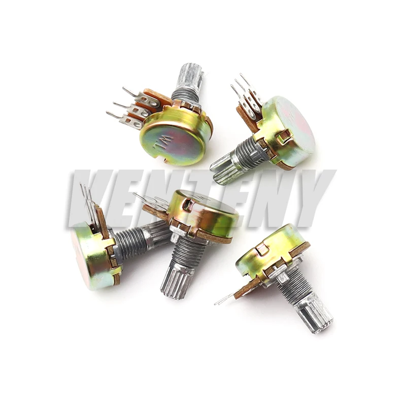 5 uds 15mm 3pin WH148 potenciómetro lineal 1K 2K 5K 10K 20K 50K 100K 250K 1M Kit de potenciómetros con tuercas y arandelas