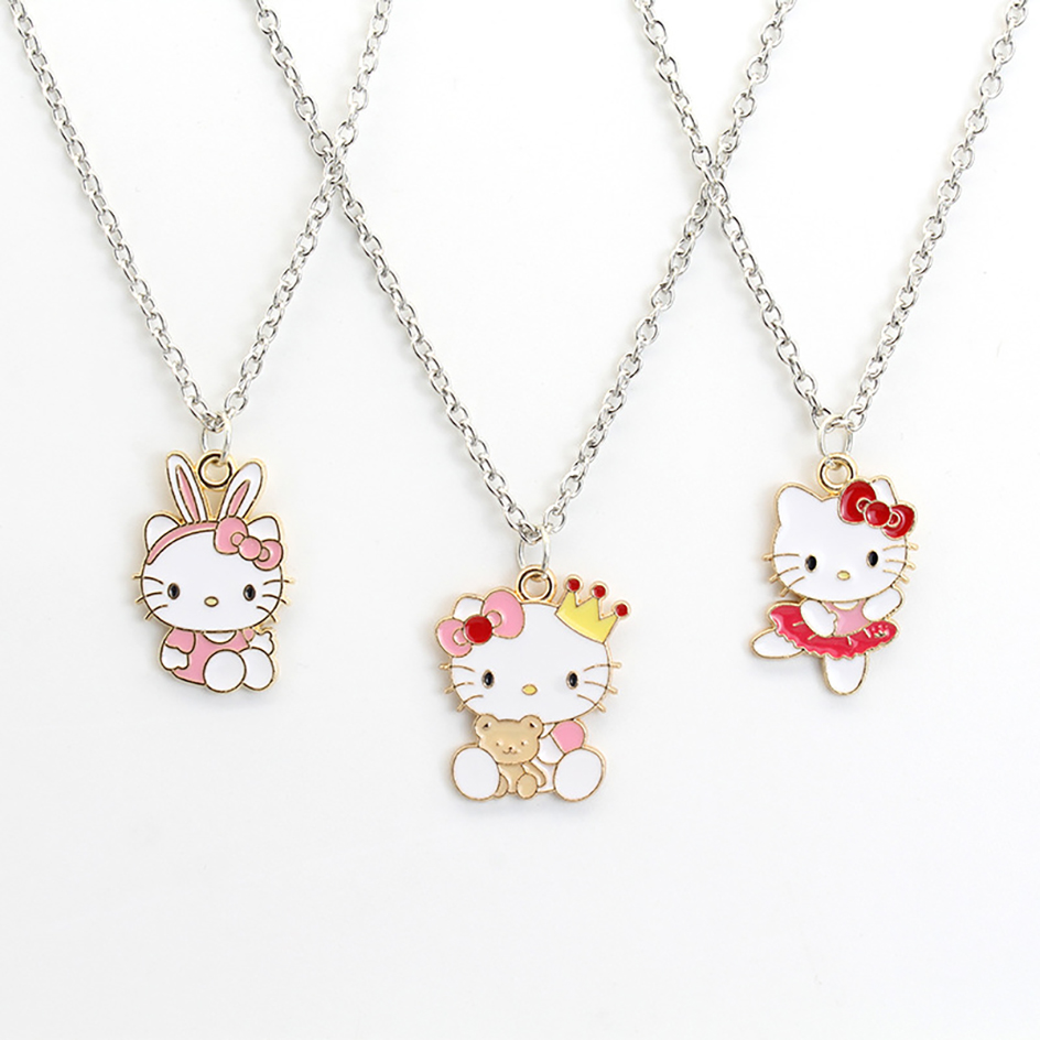 Kawaii sanrio anime olá kitty liga colar dos desenhos animados hellokitty y2k pingente menina colar corrente presente do feriado para namorada