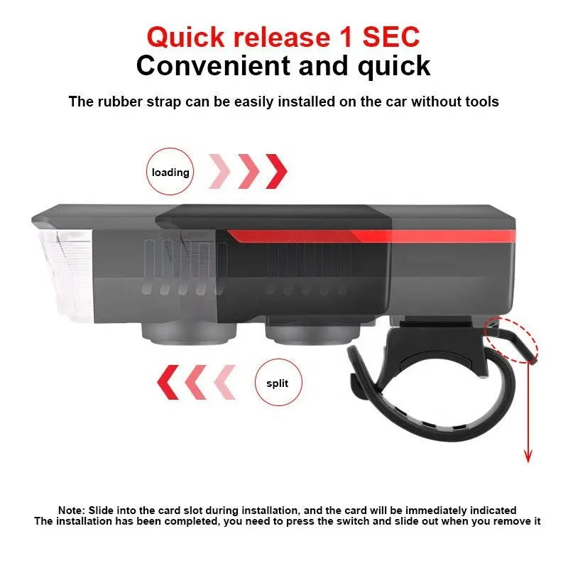 ไฟหน้าจักรยานเสือภูเขาพร้อมแตรไฟจักรยานชาร์จไฟได้แบบ USB ชาร์จไฟได้ MTB