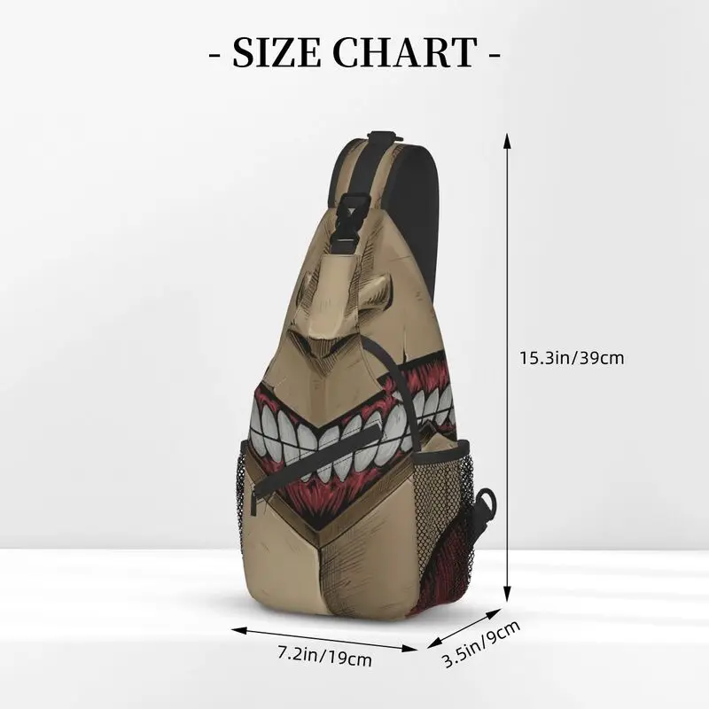 Ransel Selempang Titan Attack On Titan Lapis Baja Mode Wajah Tas Dada Bahu Pria untuk Berkemah Bersepeda