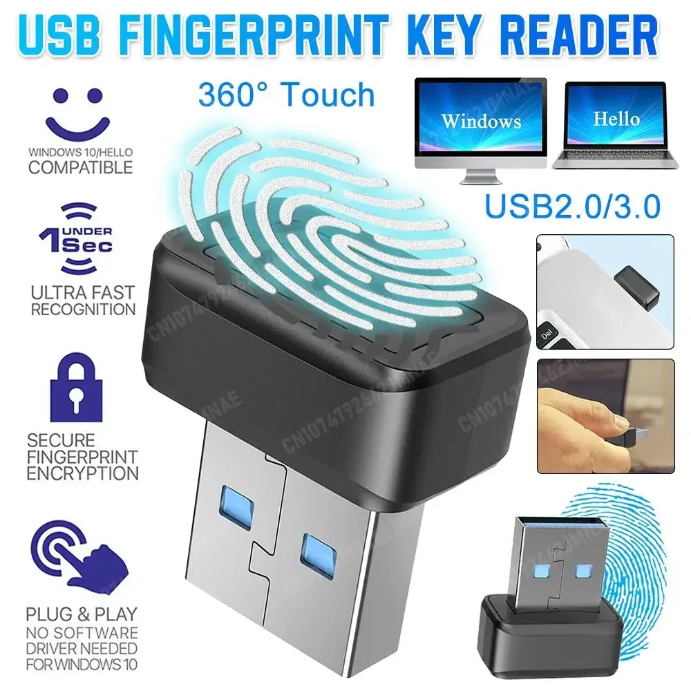 Czytnik linii papilarnych USB dla Windows 7/8/10/11 Hello klucz bezpieczeństwa skaner biometryczny PC moduł czujnika linii papilarnych bez hasła