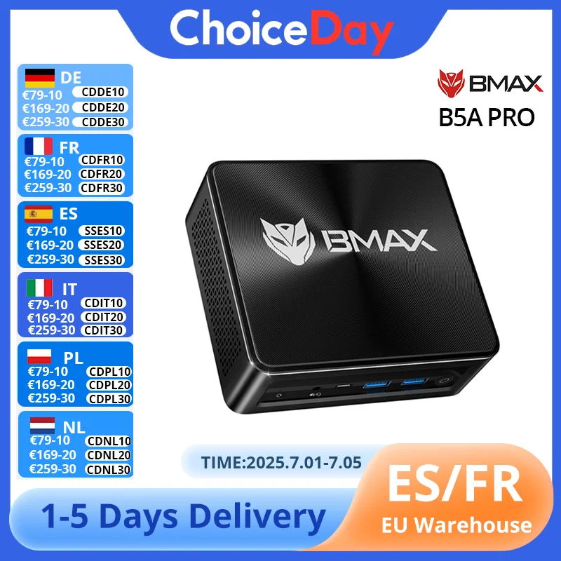 BMAX B5APRO MINI PC AMD Ryzen7 5700U AMD Radeon Graphics 16GB DDR4 512GB SSD Windows 11 Dual Band WiFi Bluetooth 5.2
