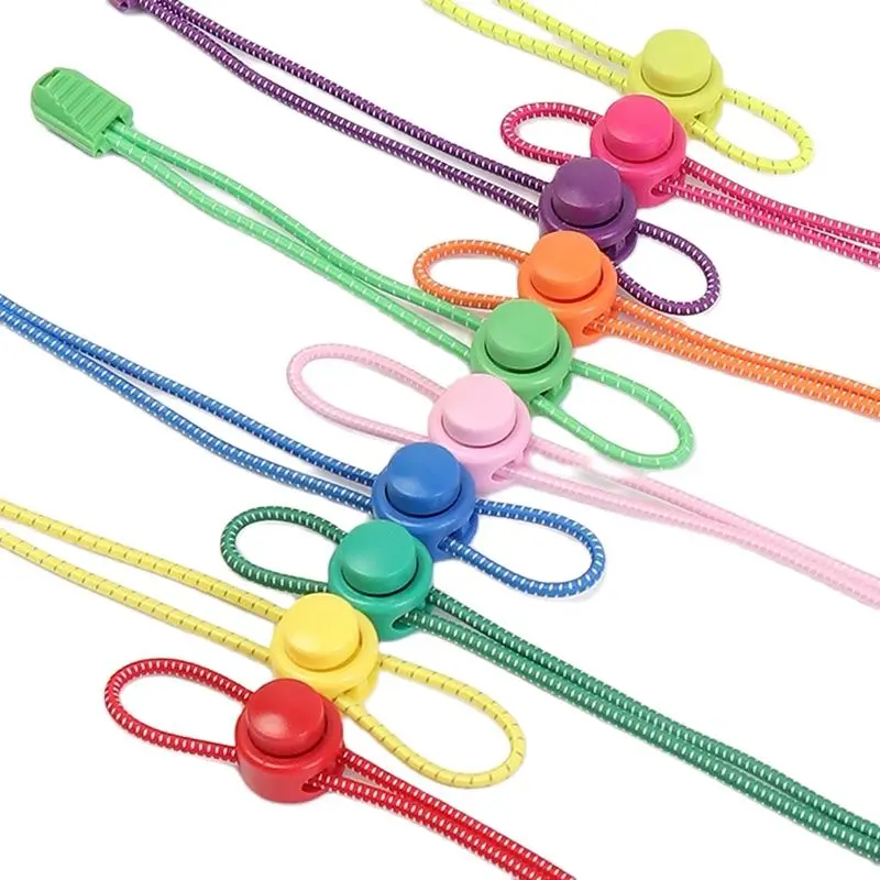 Nuevo 1 par de cordones sin atar, cordones elásticos con cierre de plástico redondo rápido en 1 segundo, adecuados para todos los zapatos deportivos, accesorios, encaje perezoso