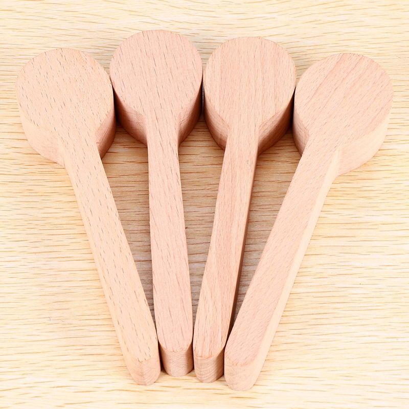 4 Pcs Wood Carving Spoon Blank Beech Wood Unfinished Wooden Craft Whittling Kit For Whittler Starter