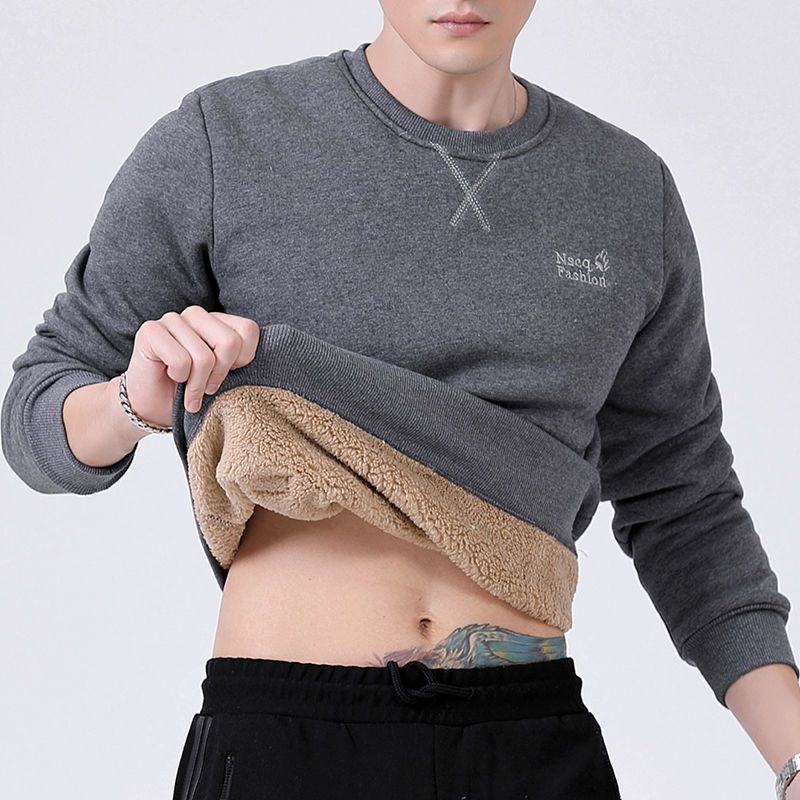 남성용 긴팔 양털 안감 따뜻한 맨투맨, 퓨어 컬러 쿼터 지퍼 맨투맨, 두꺼운 플러스 사이즈 L-7XL, 겨울 맨투맨