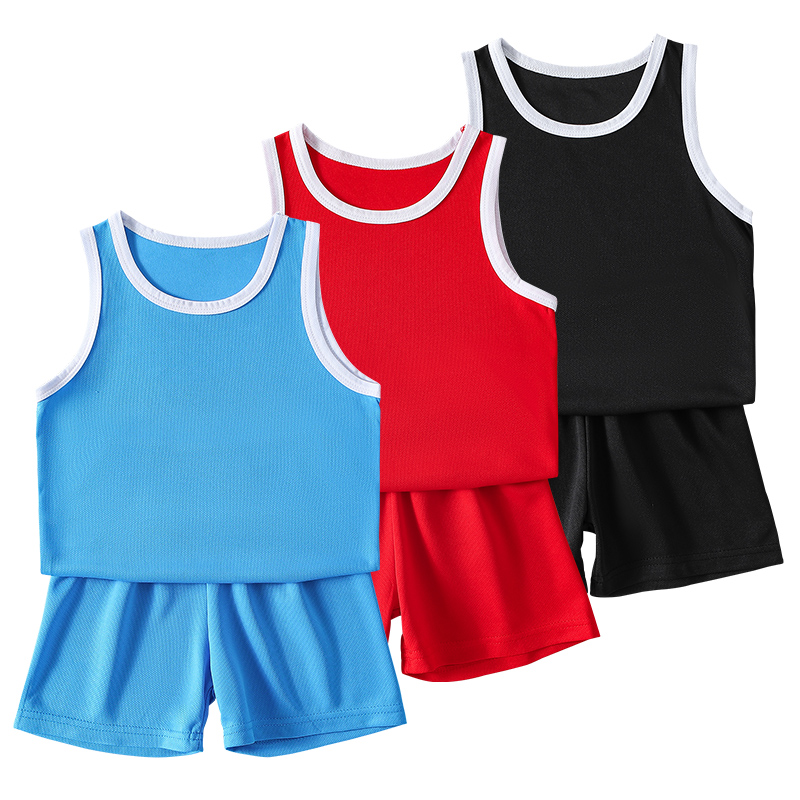 2/4 個夏の子供の速乾性スポーツスーツ男の子カジュアルボールノースリーブ Tシャツ女の子ジョーカー混合色の組み合わせショーツ