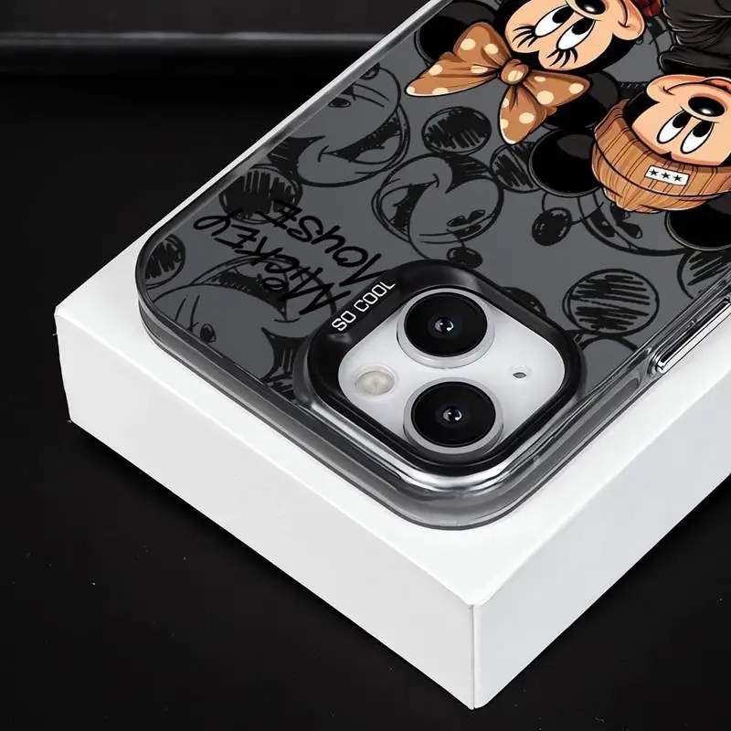 Funda de teléfono de pantalla completa de Mickey Minnie Mouse de Disney para iPhone 16 15 14 13 12 11 ProMax 7 8 Plus XR XS MAX 13 Mini Cool Back Cover