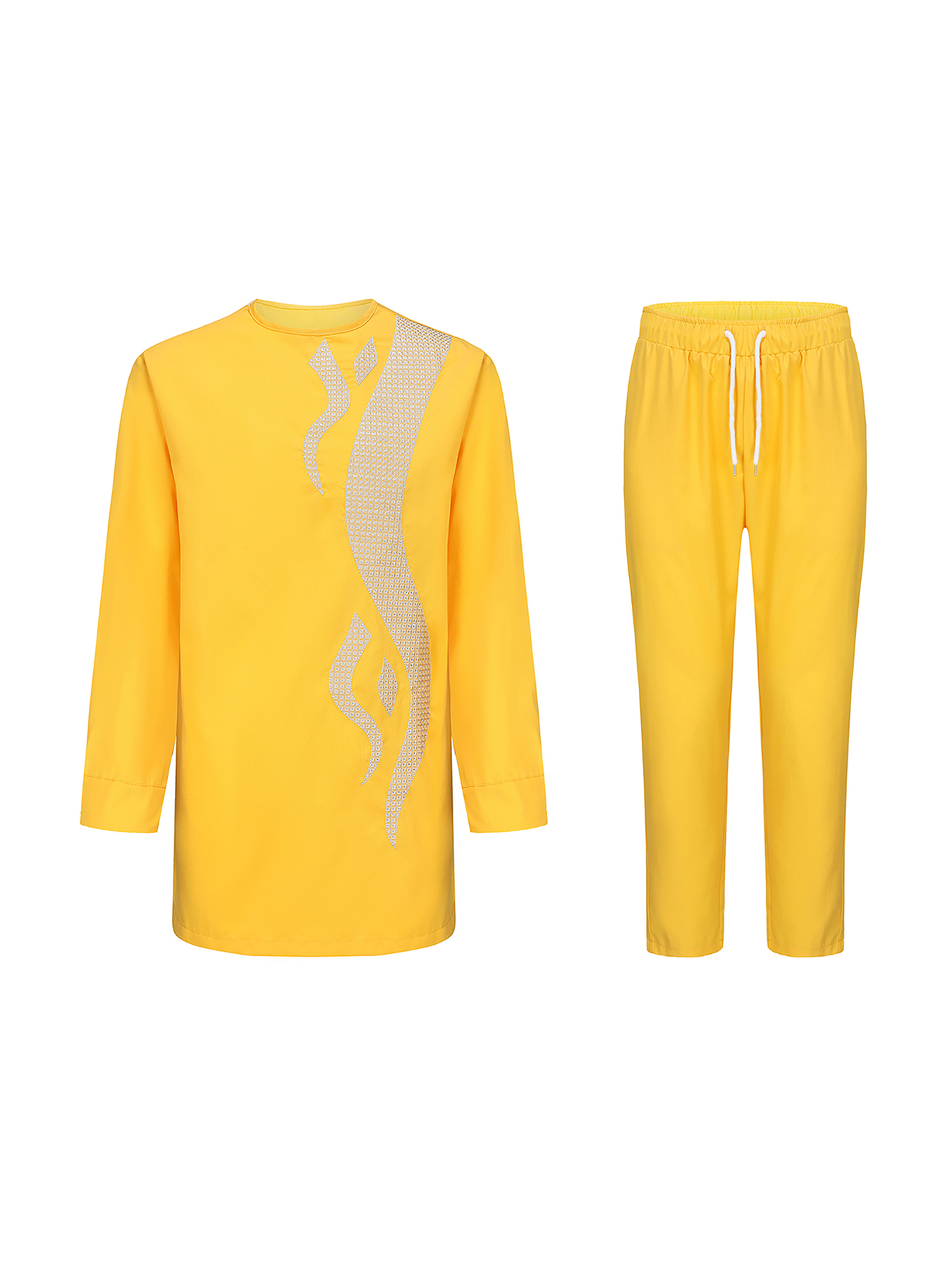 2024 ใหม่ Kaftan ชายชุดแอฟริกันสไตล์ชาติพันธุ์แขนยาวปักชายเสื้อผ้าแบบดั้งเดิม 2 ชิ้น