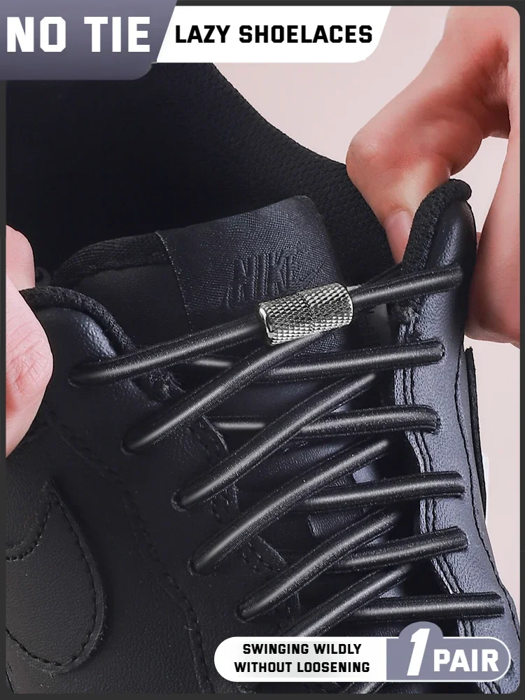 Cordones elásticos redondos para zapatillas, cordones para zapatos de tenis sin corbatas para niños y adultos, cordones sin cordones, bandas de goma, accesorios para zapatos