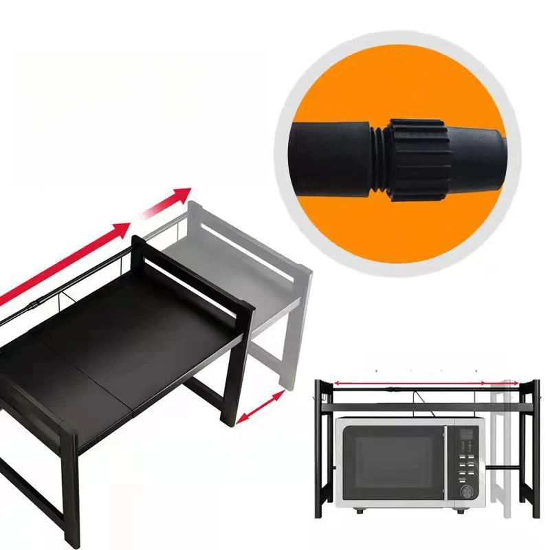 Estante de cocina escalable para horno microondas, estante de almacenamiento de especias independiente, soporte de Metal desmontable ajustable para almacenamiento de cocina