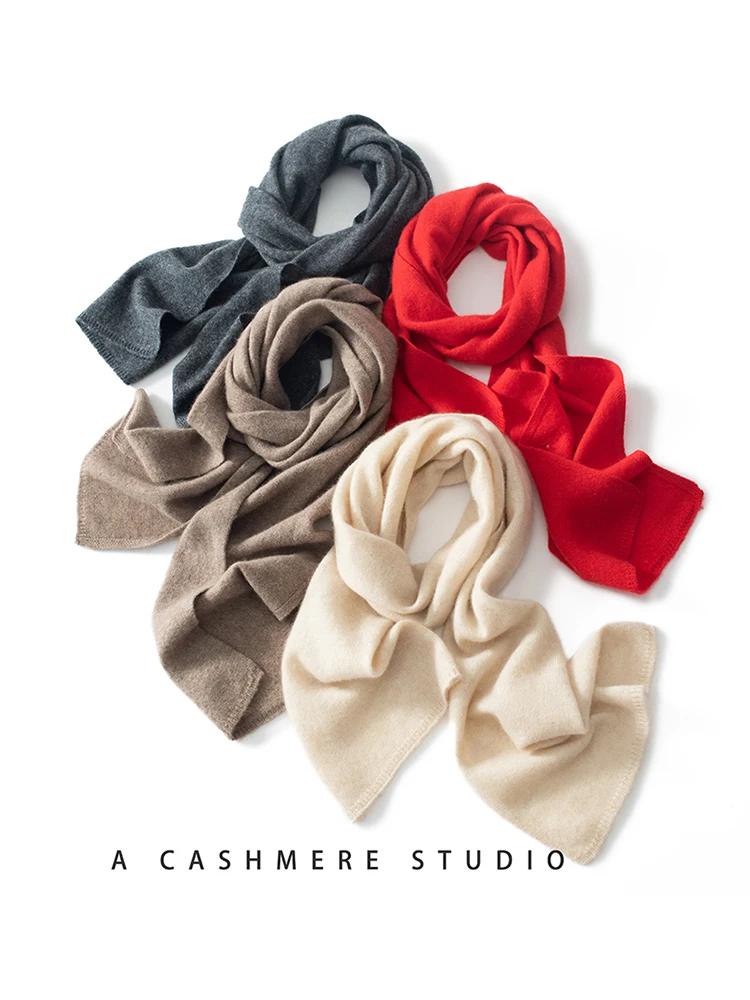 Bufanda de Cachemira para hombre y mujer, bufandas de punto de Color sólido para exteriores, moda de invierno, 2024
