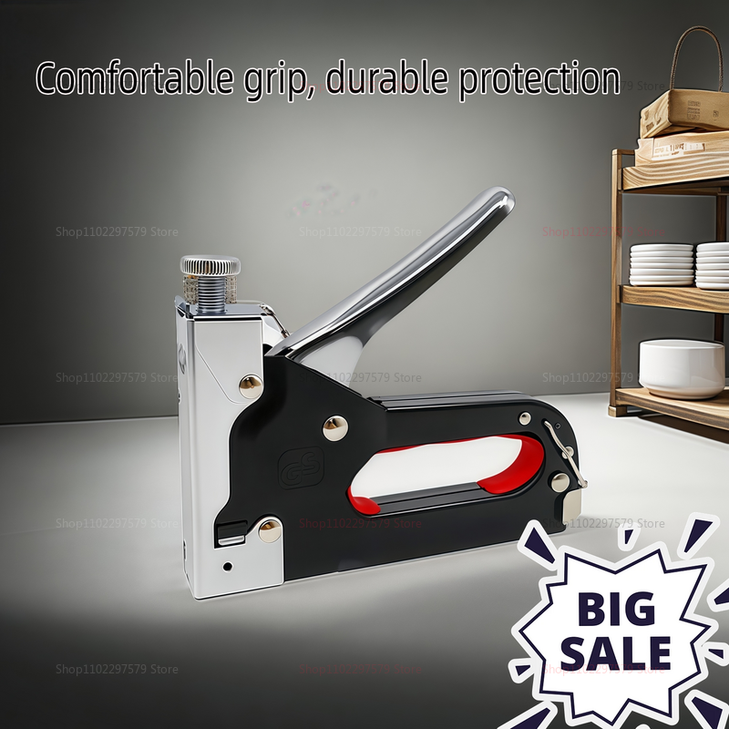Pistolet à agrafes multifonctionnel robuste 3 en 1, pour tissus d'ameublement, menuiserie, matériaux de fixation comprenant 600 agrafes, outils robustes