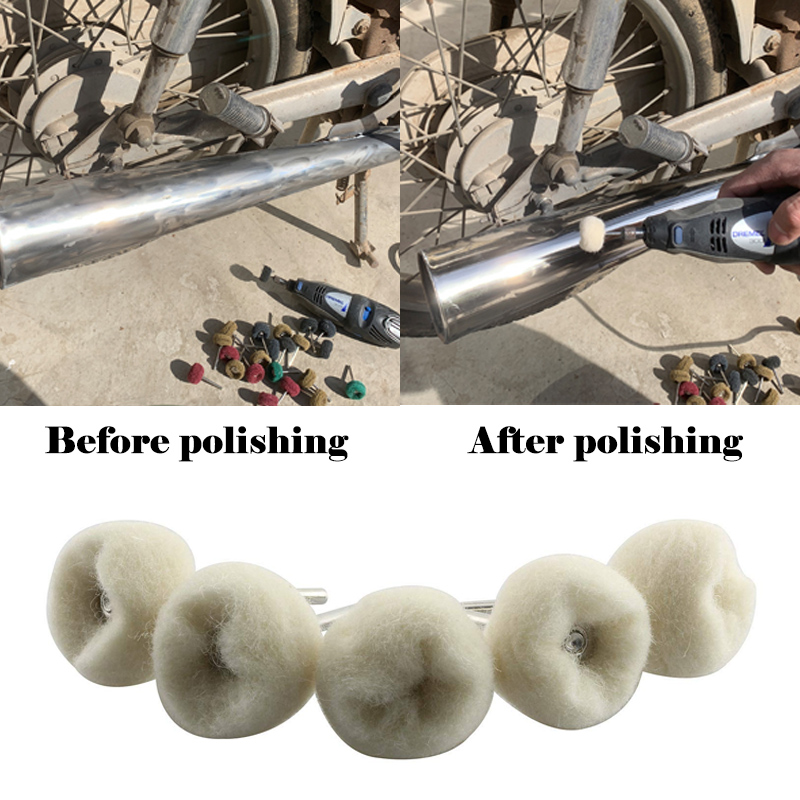 3-10Pcs Mini Wool Polishing Head 3mm Shank Buffing Wheel Polish Brush Drill Rotary Abrasive Tool Car Detail Cleaning Accessories
