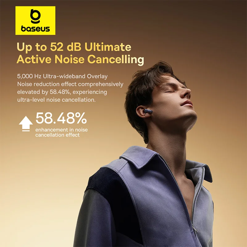 Baseus Bowie M2s auriculares Ultra inalámbricos pantalla inteligente 52dB cancelación de ruido auriculares Bluetooth 5,4 auriculares espaciales de Audio 3D