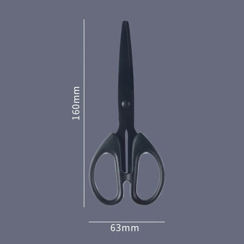 Stationery 180mm Abrasion Resistant Black Blade Scissors Stainless Steel Blades Not Easy to Stick