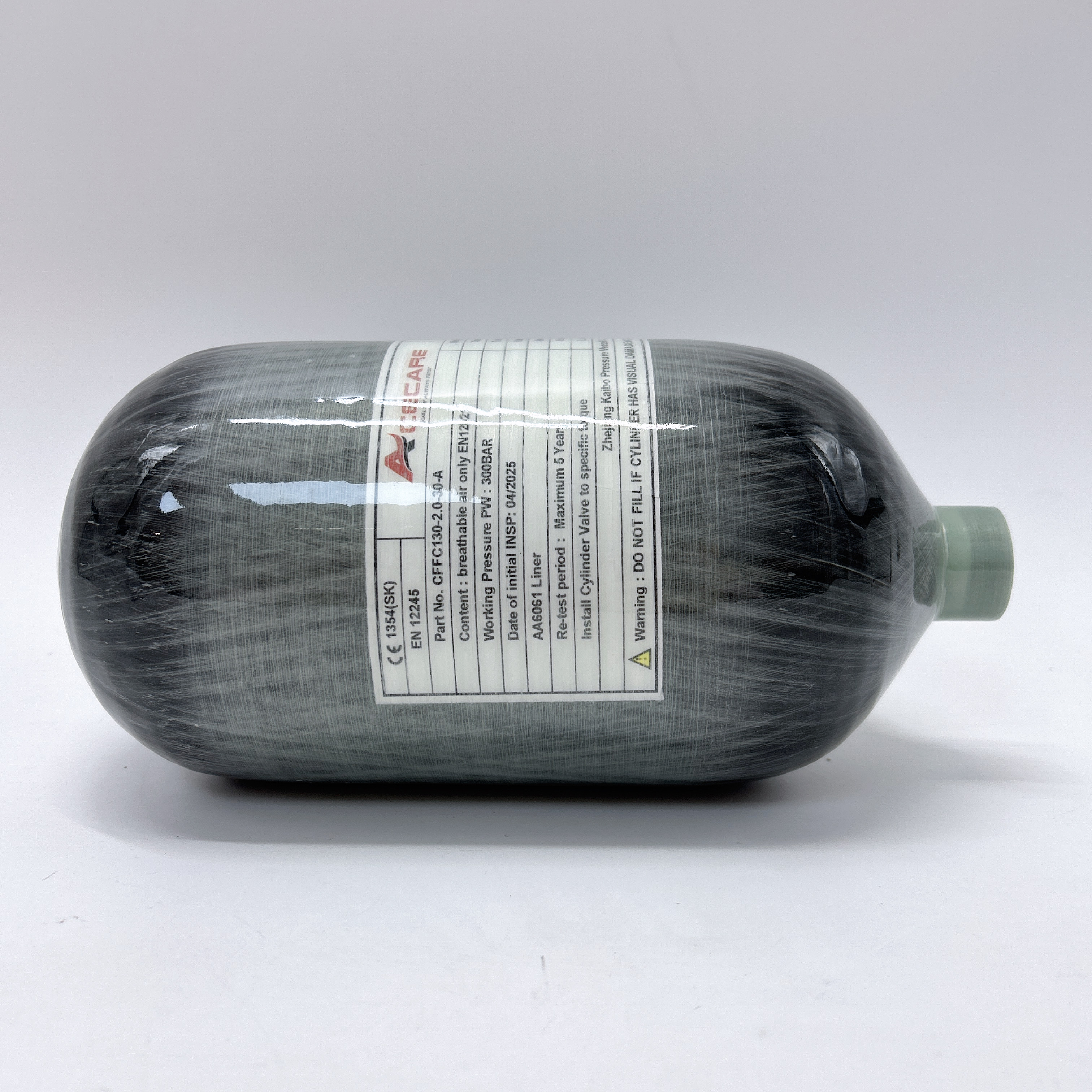 Acecare 4500psi 300Bar 2L Cilindro de fibra de carbono Tanque de alta pressão HPA Garrafa de ar Cilindro de mergulho com válvula M18 * 1.5