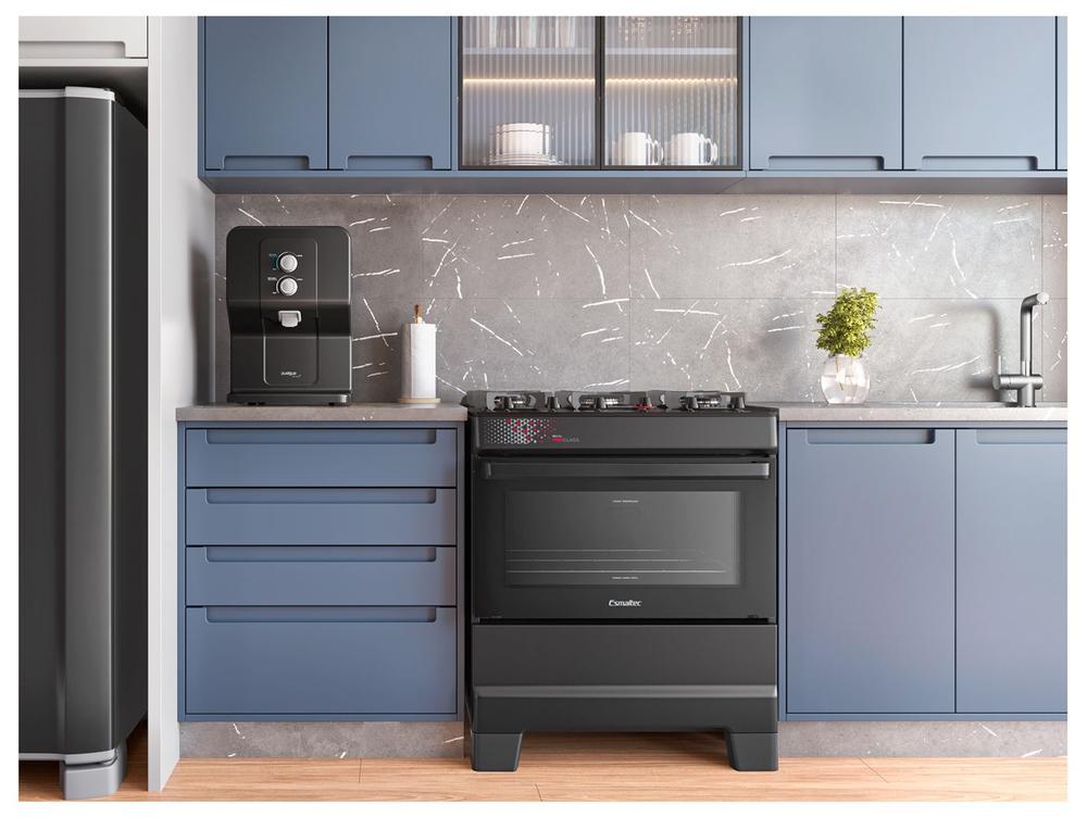 Fogão 5 Bocas Esmaltec Preto Mesa de Vidro Esmaltec Ideal Top Glass - Bivolt