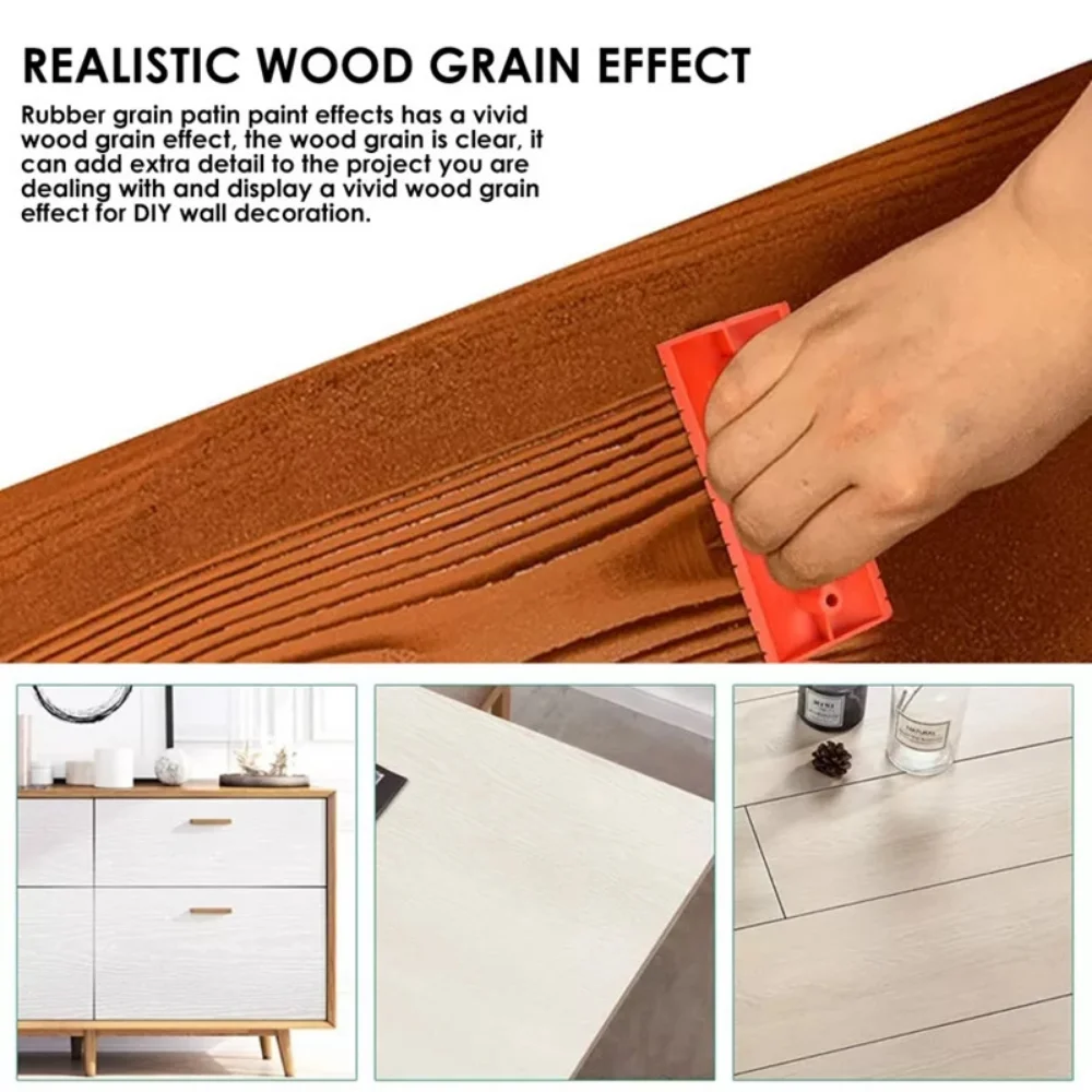 ไม้ยางพารา Grain Roller เลียนแบบไม้ Grain รูปแบบแปรงการตกแต่งบ้าน Art Embossing DIY ภาพวาดเครื่องมือ
