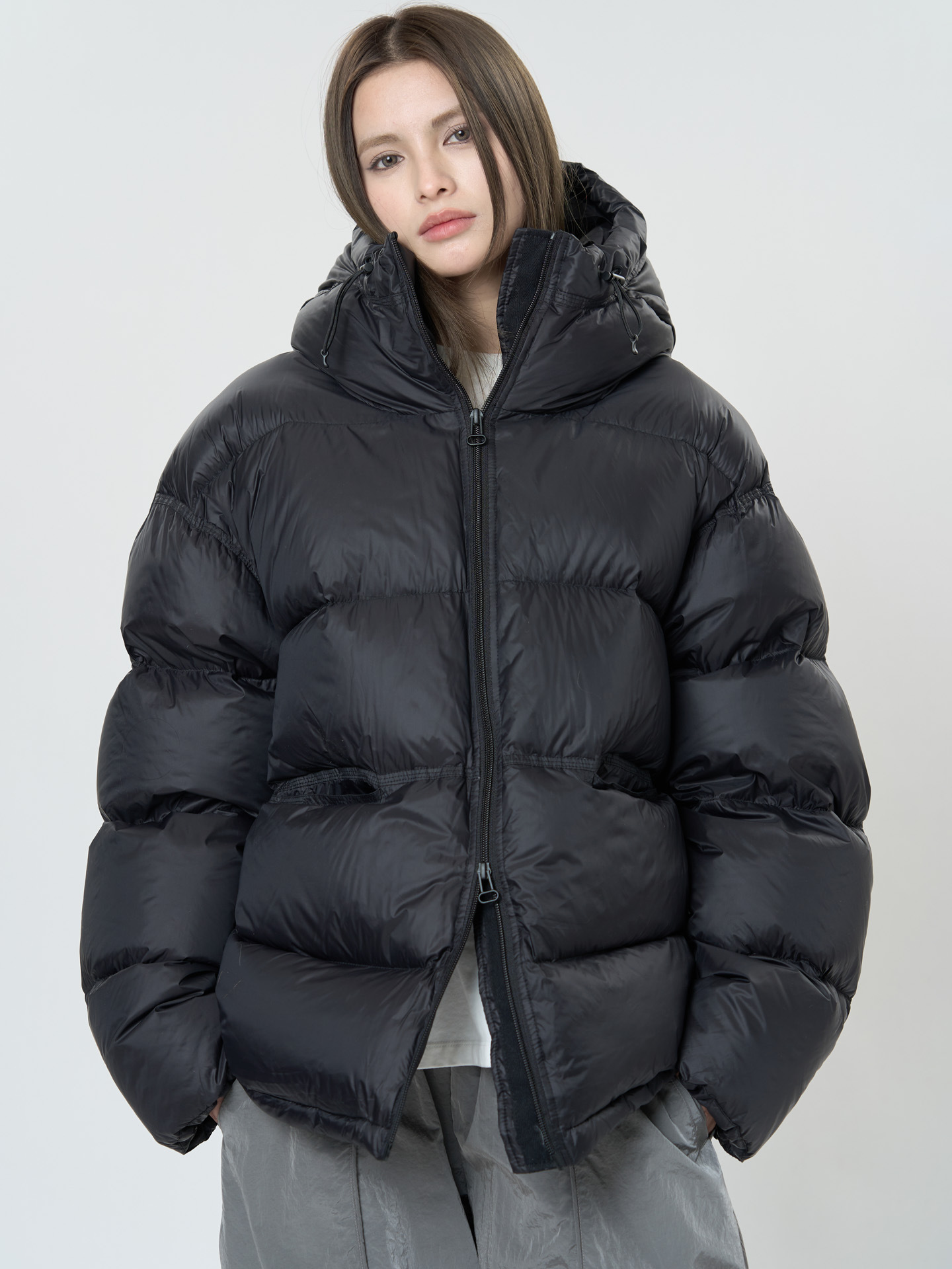 Doudoune décontractée à capuche pour femme, monochrome, ample, hiver