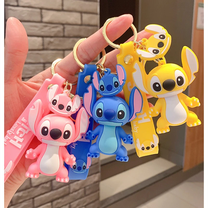 디즈니 릴로와 스티치 Scrump 만화 애니메이션 펜던트 pvc 키 체인 홀더 자동차 열쇠 고리 휴대 전화 가방 매달려 보석 어린이 선물
