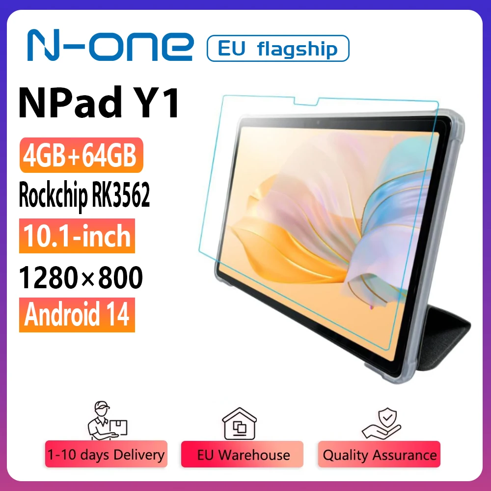 N-one NPad Y1 Android 14 10,1'' Tablet (4+4) 8GB+64GB 1280*800 IPS Bildschirm 4 Kerne UNISOC RK3562 WIFI Studie Tablet