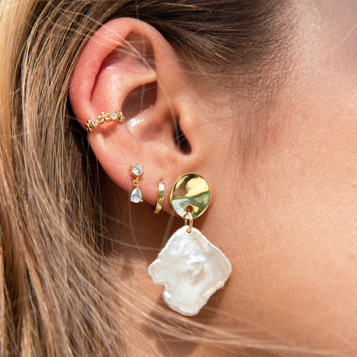 925 Sterling anting-anting kancing liontin persegi tetesan air jarum perak untuk wanita anting-anting emas kristal hitam/merah muda/ungu perhiasan