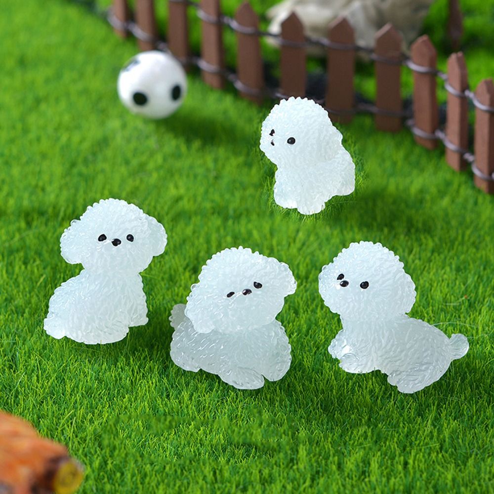 Realistic Noctilucent Dog Figurines  personalized Cartoon iLuminous Poodle Dog Figurines Resin Funny Micro Landscape Decoration