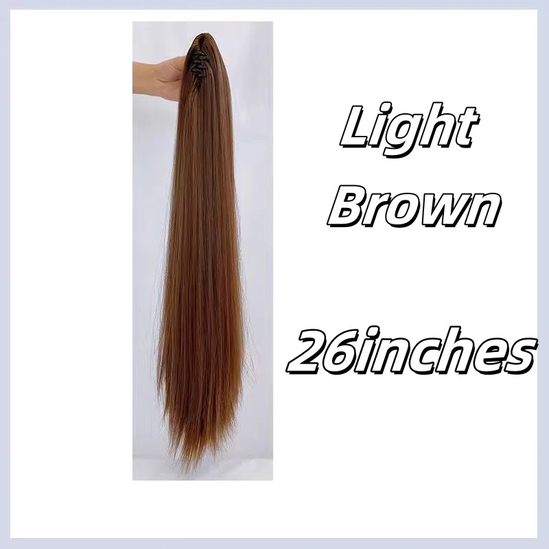 Synthetische pruik, paardenstaartclip, extra lang temperament, natuurlijk lang haar, ultralichte en hoge paardenstaart, lang steil haar