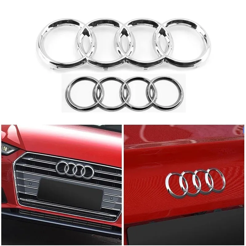 Для Audi A3 A4 A5 A6 A7 Q2 Q3 Q5 Q8 TT ABS Черный капот Передний капот Гриль Задний багажник Эмблема Логотип Значок Наклейка Наклейка 4-кольцевой логотип