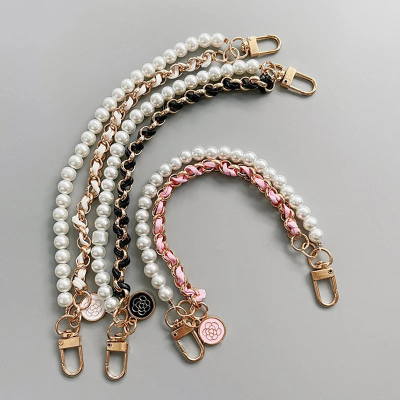 Correa de bolso de perlas Vintage para bolso, cadena de doble capa, cordón de teléfono de perlas, asas de repuesto para bolso exquisito, accesorio para bolso