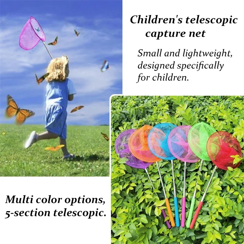 Telescopic Handheld Cage Net Summer Butterfly Catching Net Insect Catcher Lake River Fishing Tackle Swimming Pool Mesh Tools