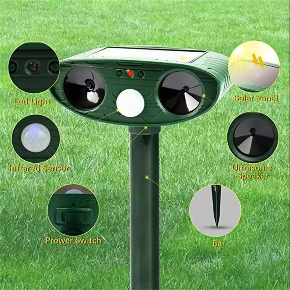 1 pcs/2 pcs Ultrasound Repellant Cat Dog Repellant พลังงานแสงอาทิตย์ชาร์จสวนกันน้ํา Creature Deterrent สําหรับฟาร์ม YARD