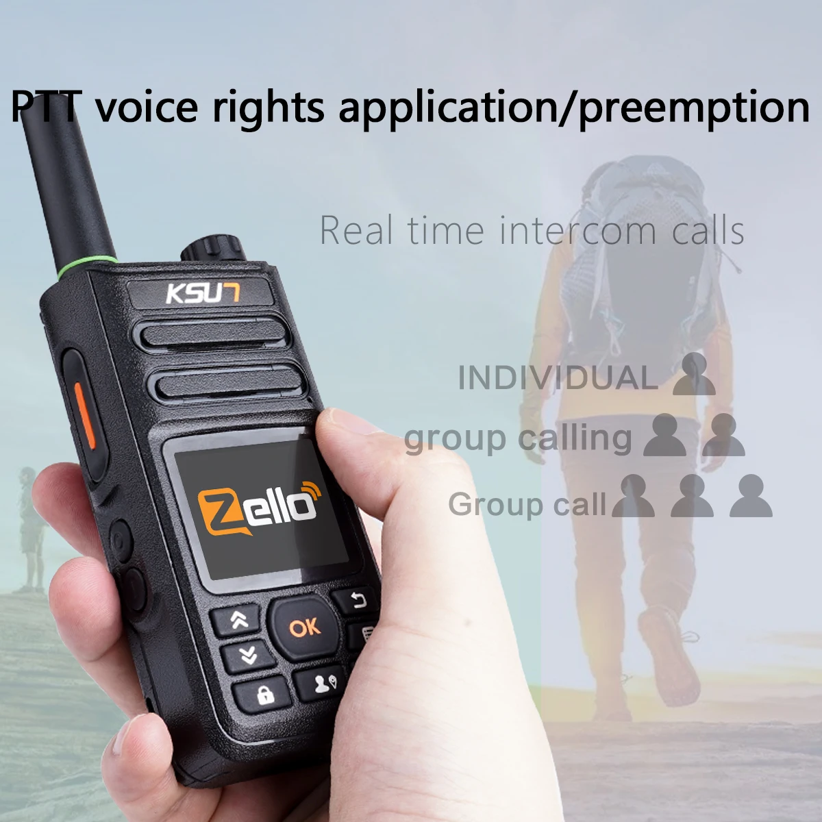 KSUN Long Range Walkie Talkie 100 Miles  PTT Zello Walkie Talkie 4g POC Sim Card WiFi Network Cell Phone Radio