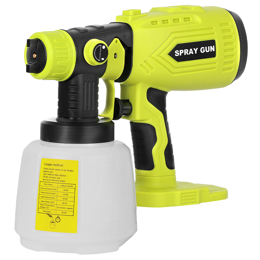 Pulverizador de pintura HVLP inalámbrico de 200 W para Ryobi 18 V ONE+, 4 boquillas, 3 patrones, contenedor de 1000 ml, pistola pulverizadora de mano (sin batería)