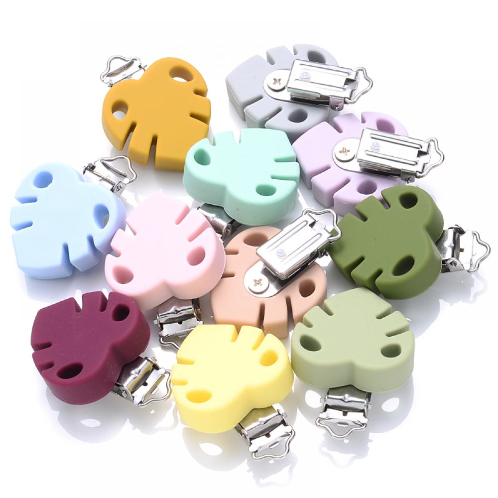 1Pcs Silikon Blätter Schnuller Clips Baby Beißringe Food Grade Silikon Perlen Für Fütterung Schnuller Kette, Der BPA FREI